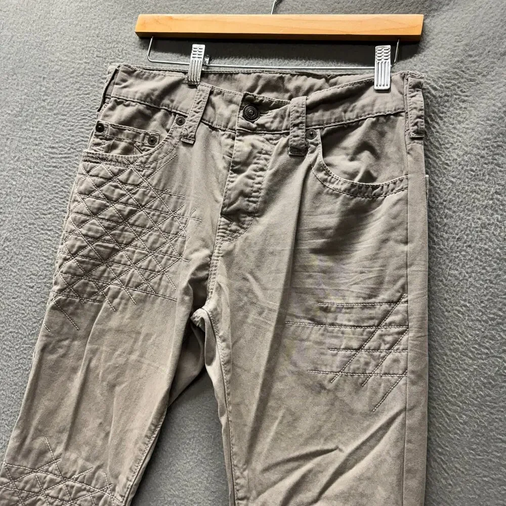 True Religion Jeans Dean Geo Quilted Patch Gray Denim Mens 29‎ (30x29 ACTUAL)